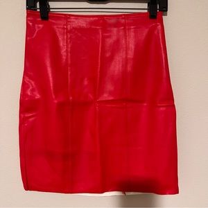 BWT Express Red Faux Leather Mini Skirt